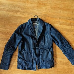 Rogue territory shawl collar wool lined denim jacket. Made in LA.